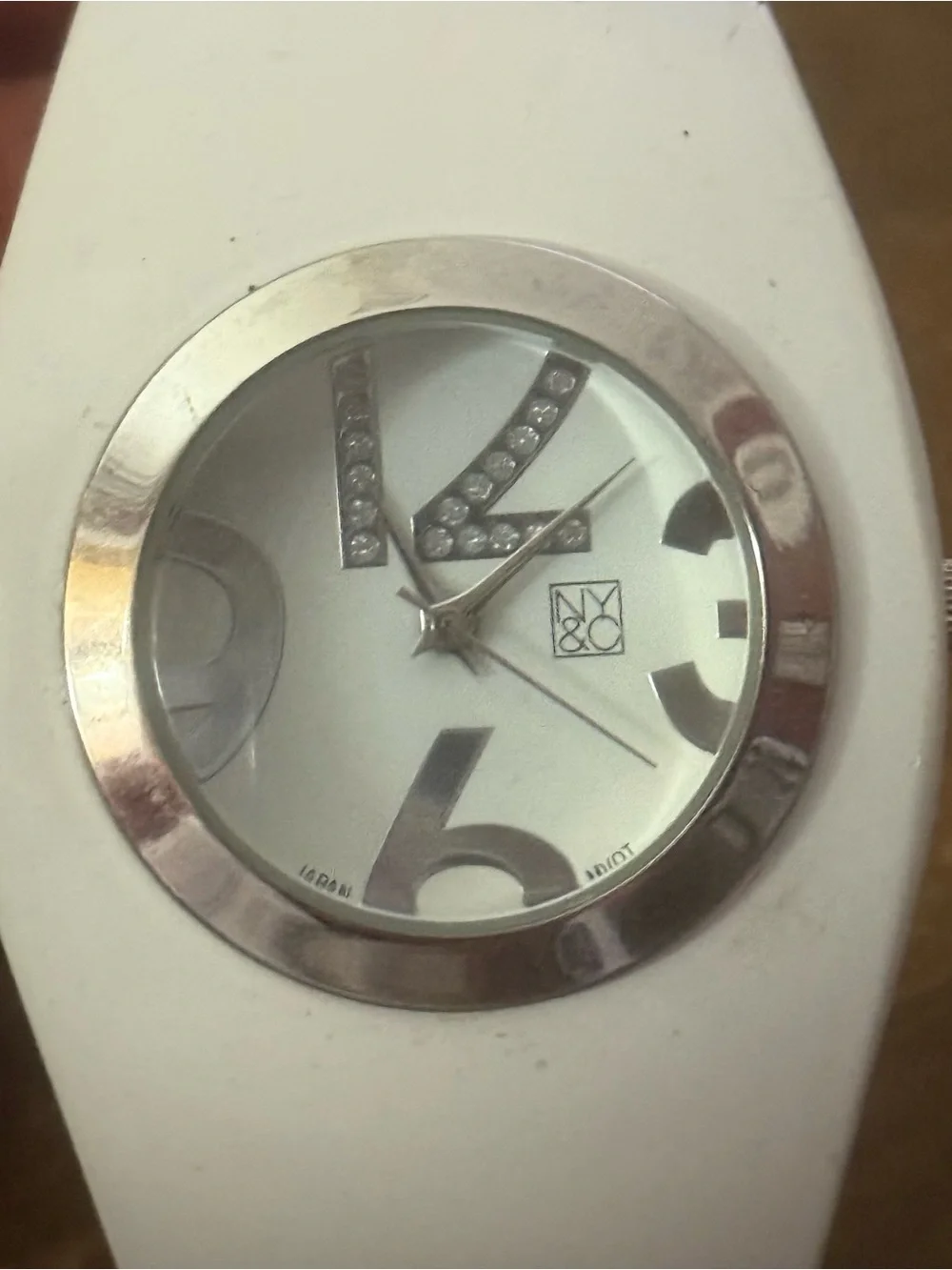 NY&CO white wide hinged bangle watch